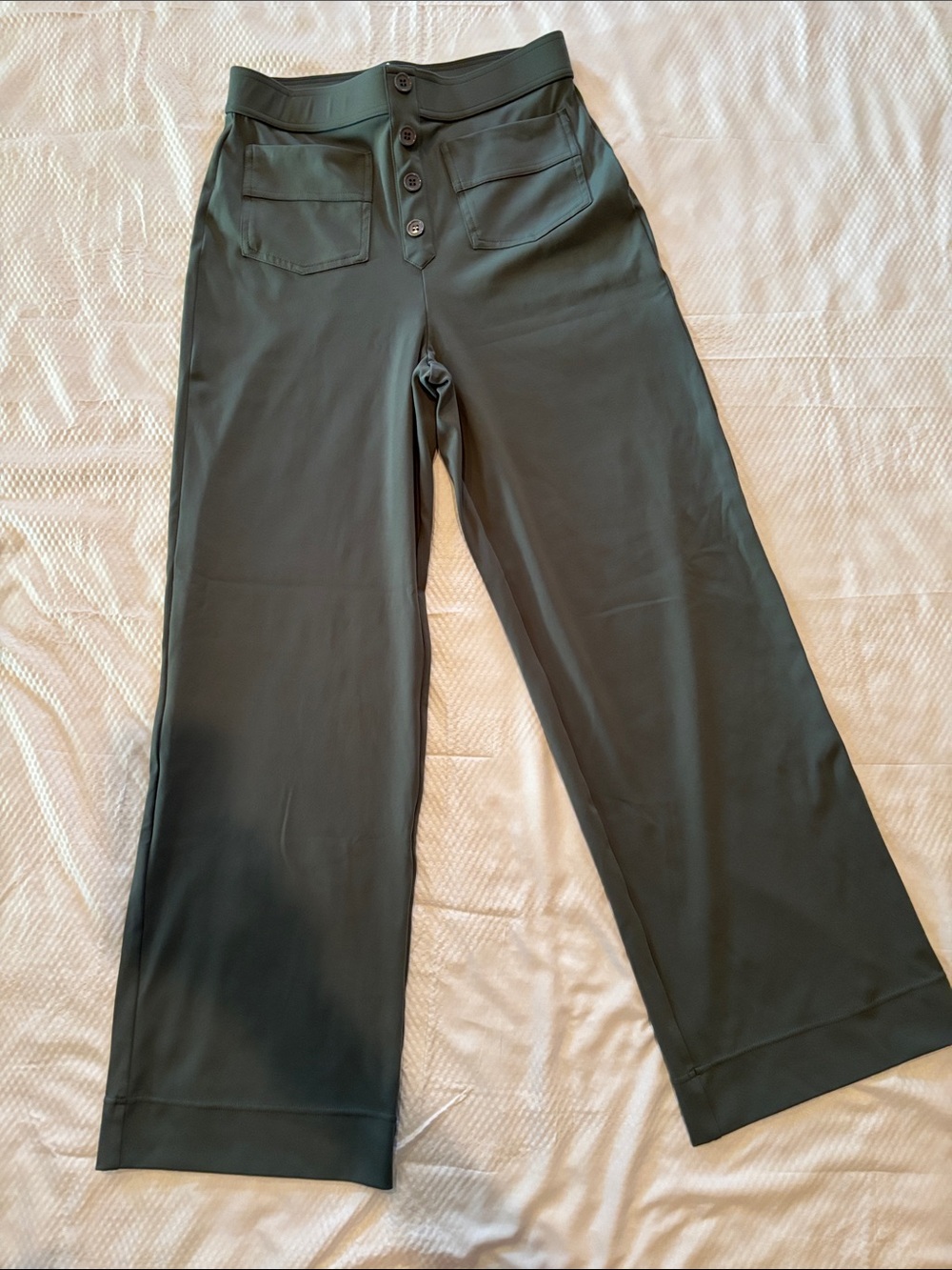 HALARA Wide-Leg High-Rise Pants in Dark Green